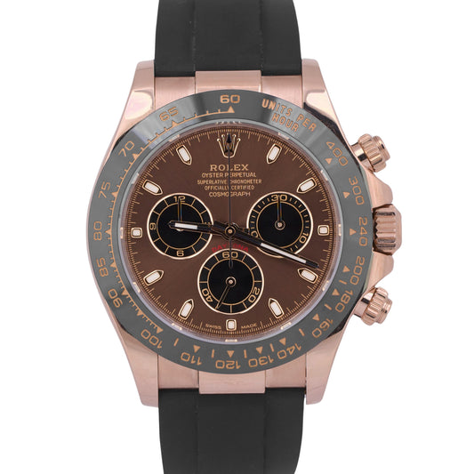 2023 Rolex Daytona CHOCOLATE Brown 18K Rose Gold 40mm Oysterflex 116515 LN BOX