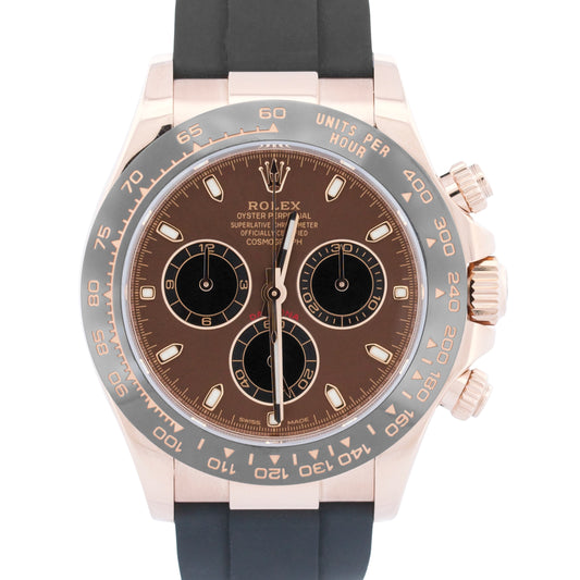 2023 PAPERS Rolex Daytona CHOCOLATE Brown 18K Rose Gold OYSTERFLEX 116515 LN BOX