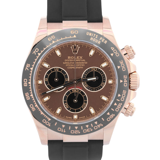 2023 Rolex Daytona CHOCOLATE Brown 18K Rose Gold 40mm Oysterflex 116515 LN BOX