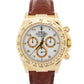 Rolex Daytona Cosmograph WHITE ARABIC 18K Yellow Gold Brown Leather 116518