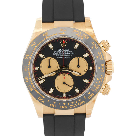 Stickered 2021 Rolex Daytona 116518 LN Black Newman 18K Oysterflex Box Papers