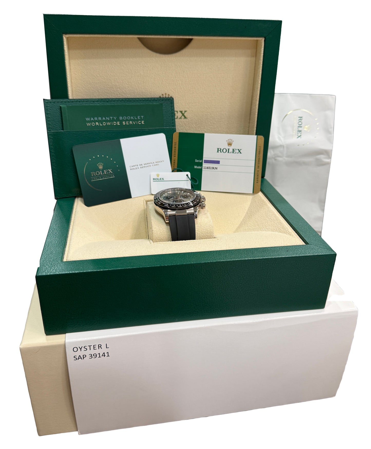 2020 Rolex Daytona 116519 LN Silver Ghost 18K Gold 2025 Service 40mm Box Papers