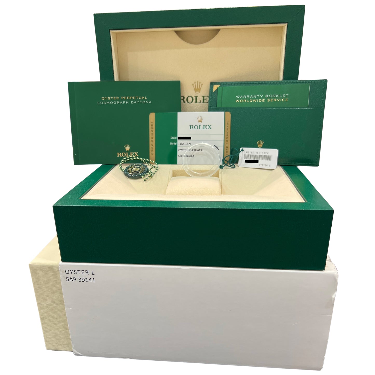 2019 PAPERS Rolex Daytona SILVER GHOST 18K Gold Oysterflex 40mm 116519 LN BOX
