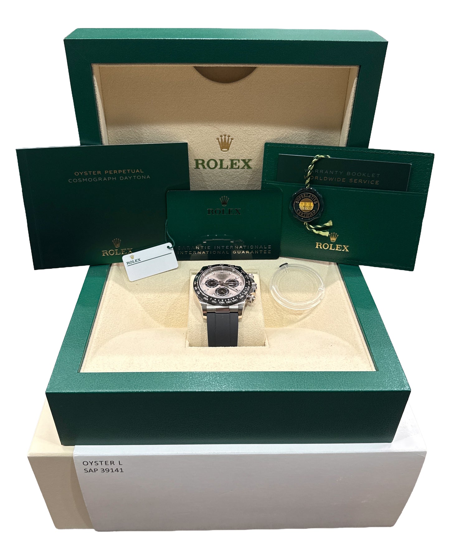 2023 PAPERS Rolex Daytona SILVER GHOST 18K Gold Oysterflex 40mm 116519 LN BOX