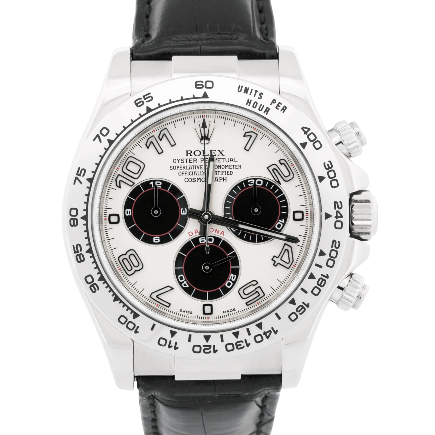 Rolex Daytona Cosmograph PANDA RACING 18K White Gold Leather 40mm Watch 116519