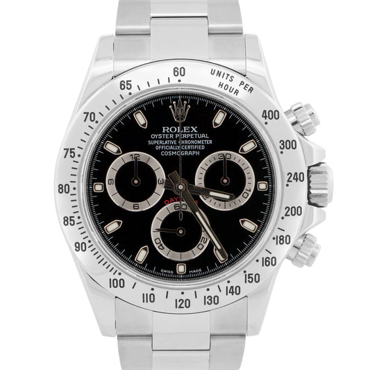 Rolex Daytona Cosmograph 116520 Black Steel Random Serial 40mm Watch Box Papers