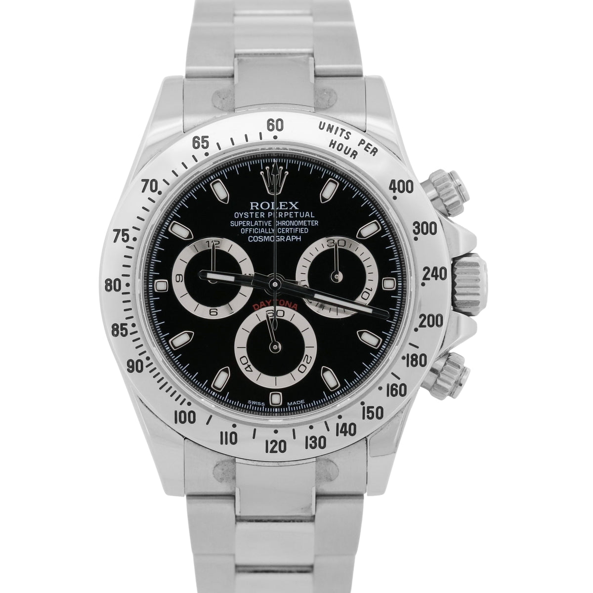 Unpolished Rolex Daytona Cosmograph 116520 Black Steel Stickered 40mm Box Papers