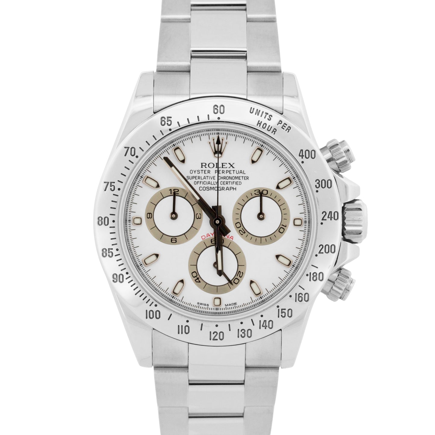 Rolex Daytona Cosmograph WHITE Stainless Steel REHAUT Chronograph 40mm 116520