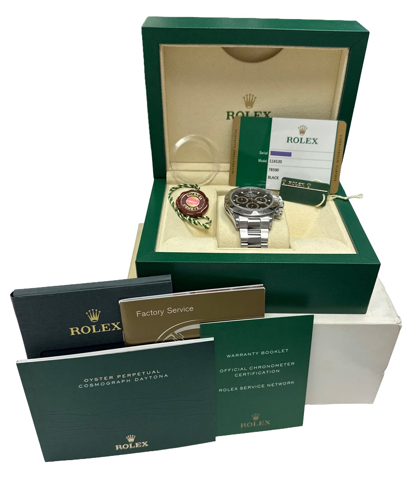 2015 PAPERS Rolex Daytona Cosmograph BLACK Stainless Steel 40mm 116520 Watch BOX