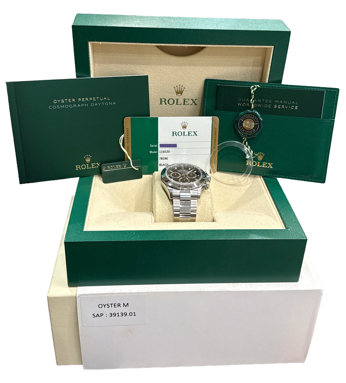 NEW STICKERED PAPERS Rolex Daytona Cosmograph CHROMALIGHT Black NOS 116520 BOX