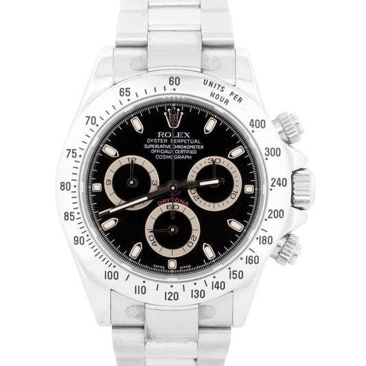 UNPOLISHED 2006 PAPERS Rolex Daytona Cosmograph BLACK Stainless 116520 40mm BOX