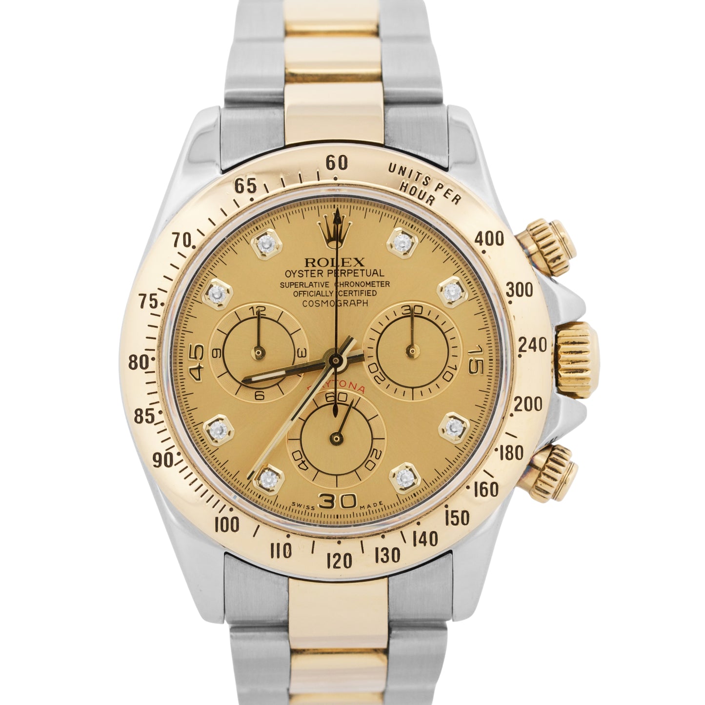 Rolex Daytona Cosmograph CHAMPAGNE DIAMOND 116523 Two-Tone 18K Yellow Gold Watch