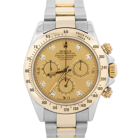Rolex Daytona Cosmograph CHAMPAGNE DIAMOND 116523 Two-Tone 18K Yellow Gold Watch