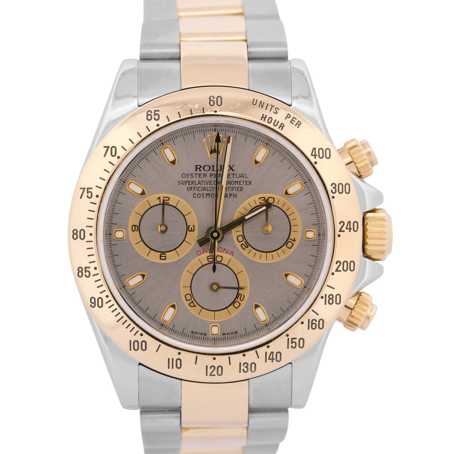 Rolex Daytona Cosmograph GRAY 18K Yellow Gold Two-Tone Stainless Steel 116523