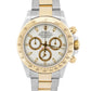 Rolex Daytona Cosmograph WHITE 18K Yellow Gold Two-Tone Steel Watch 116523