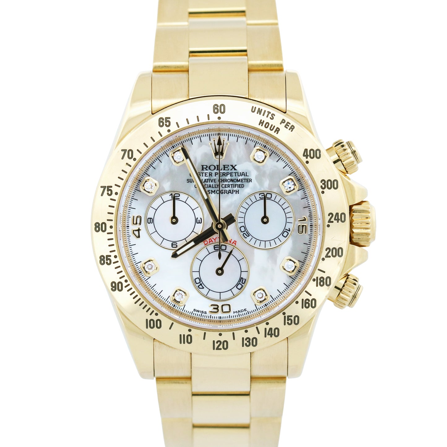 PAPERS Rolex Daytona Cosmograph FACTORY MOP DIAMOND 18K Gold 40mm 116528 BOX