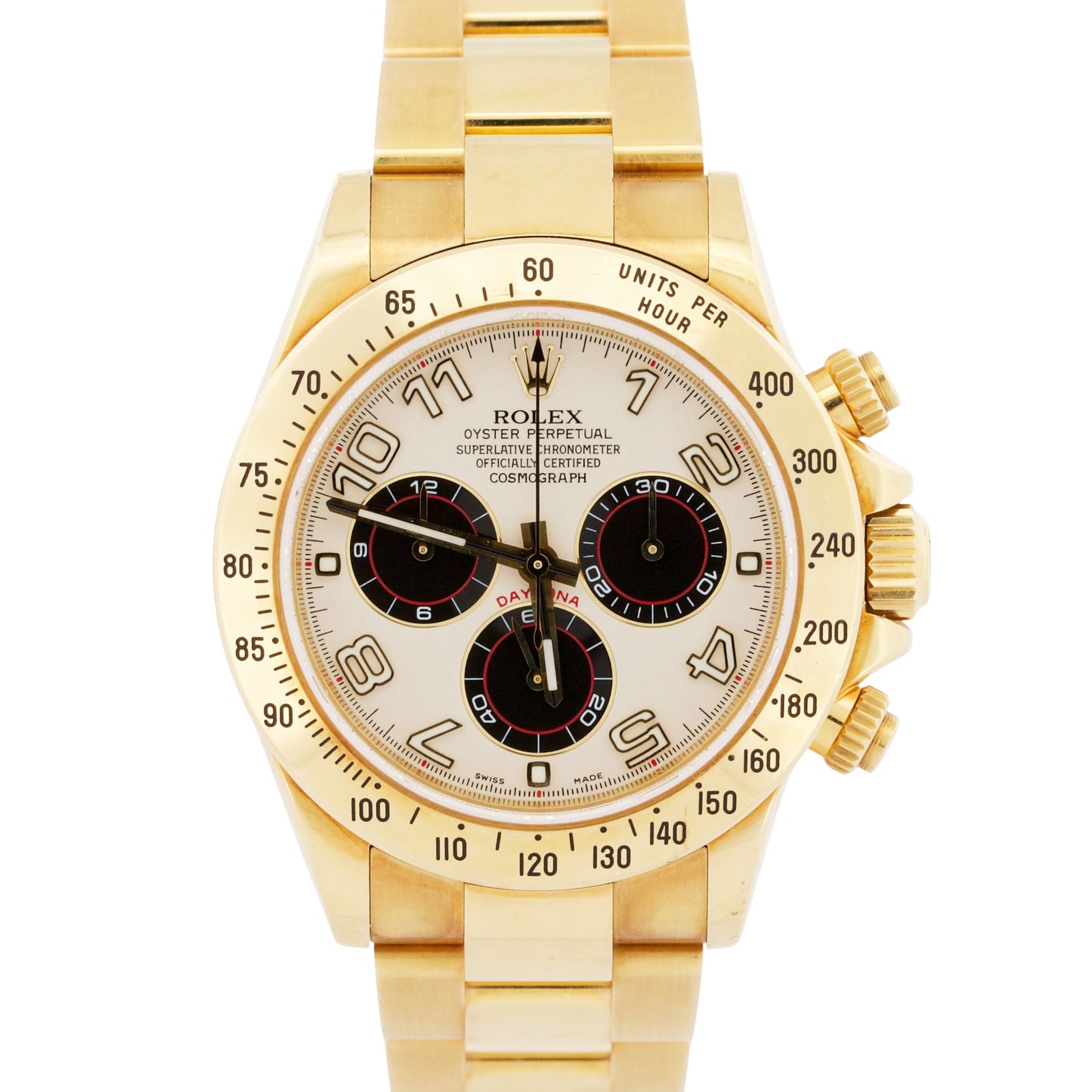 UNPOLISHED 2014 PAPERS Rolex Daytona Cosmograph PANDA 18K Gold 40mm 116528 BOX