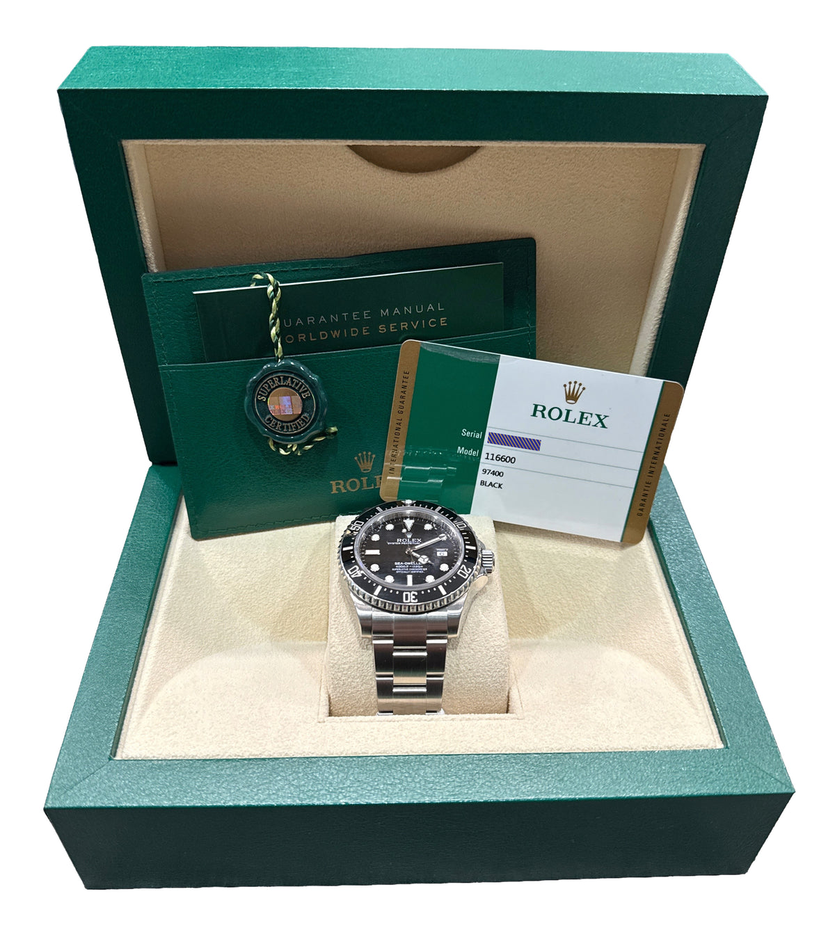2015 Rolex Sea-Dweller 116600 'SD4K' Black Stainless Steel 40mm Watch Box Papers