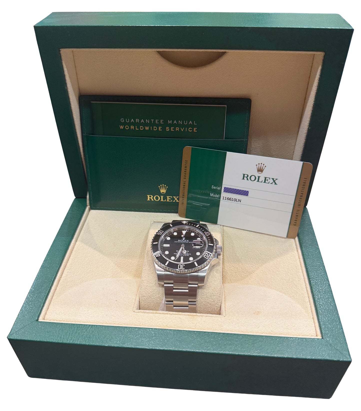 2016 PAPERS Rolex Submariner Date BLACK Stainless Steel 40mm 116610 LN Watch BOX