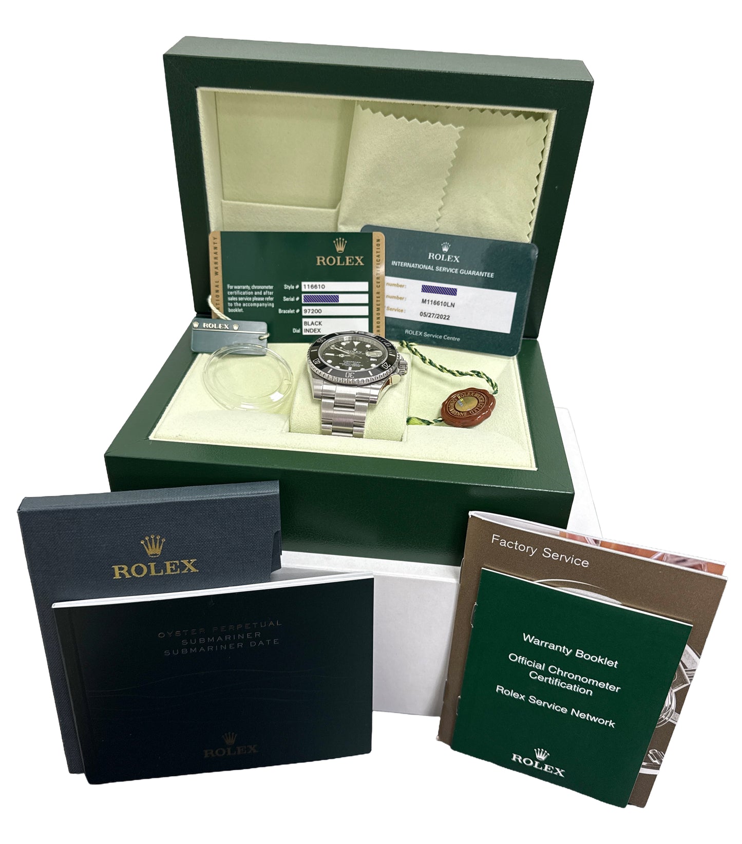2022 RSC PAPERS Rolex Submariner Date BLACK Steel Ceramic 40mm 116610 LN BOX