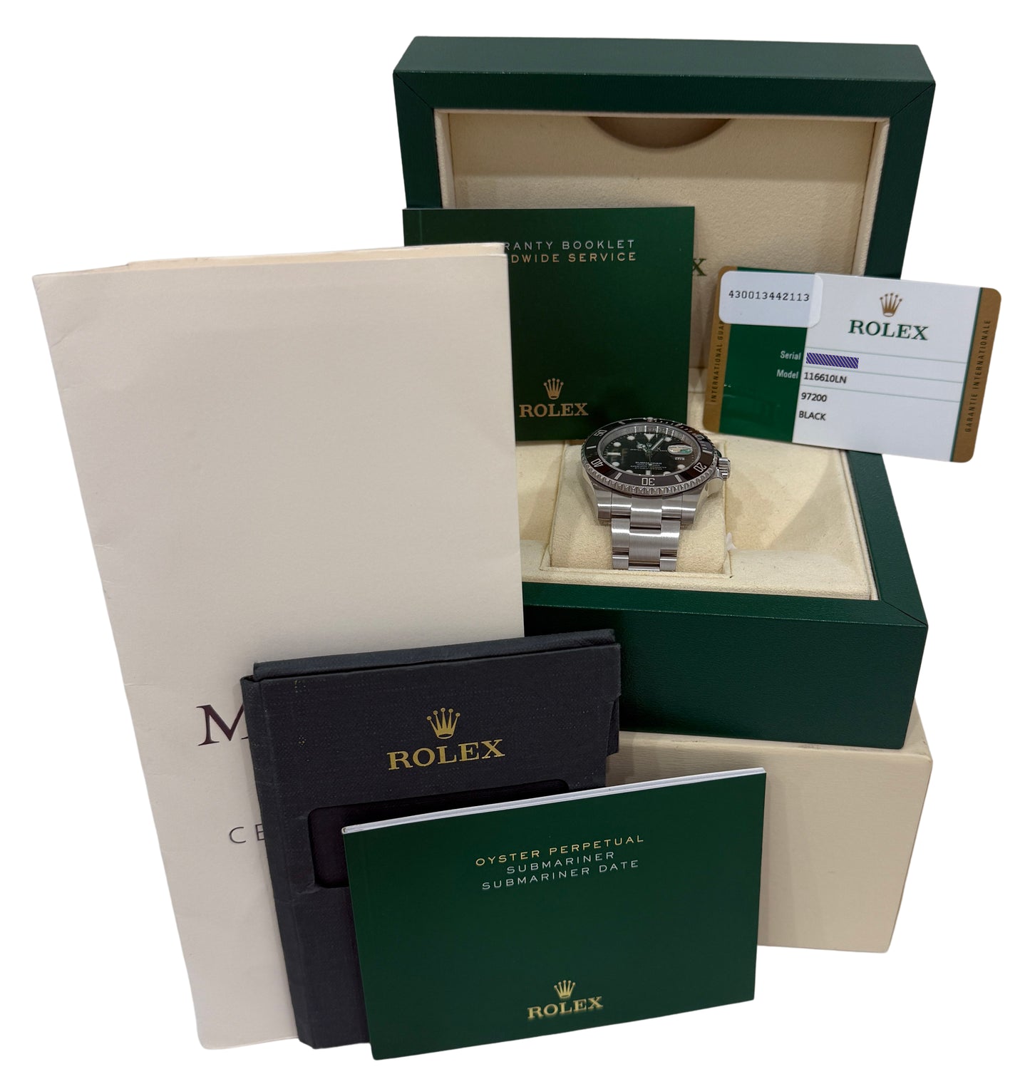 2017 Rolex Submariner Date 116610 LN Black Stainless Steel 40mm Watch Box Papers