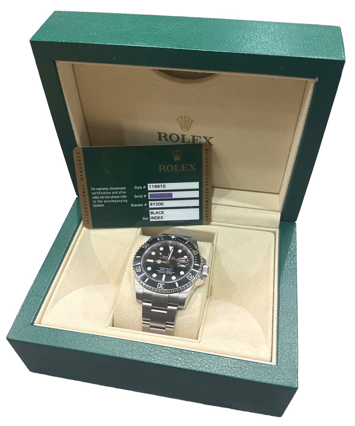 2010 PAPERS Rolex Submariner Date BLACK Stainless Steel 40mm 116610 LN Watch BOX