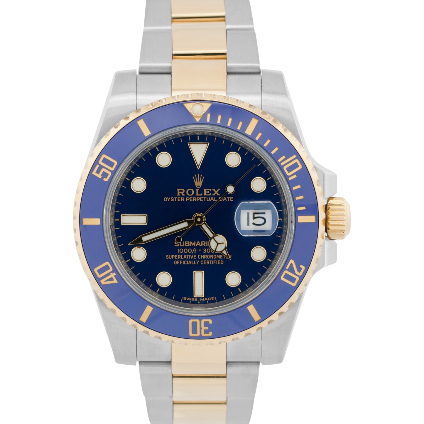 2019 PAPERS Rolex Submariner Date BLUE Two-Tone 18K Steel 40mm 116613 LB BOX