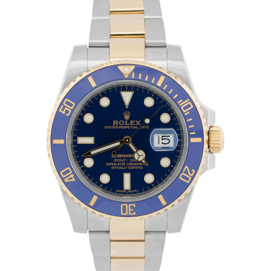 2019 PAPERS Rolex Submariner Date BLUE Two-Tone 18K Steel 40mm 116613 LB BOX