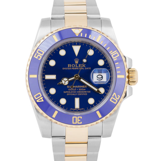 MINT PAPERS Rolex Submariner Date Blue Two-Tone 18K Gold Ceramic 116613 LB BOX