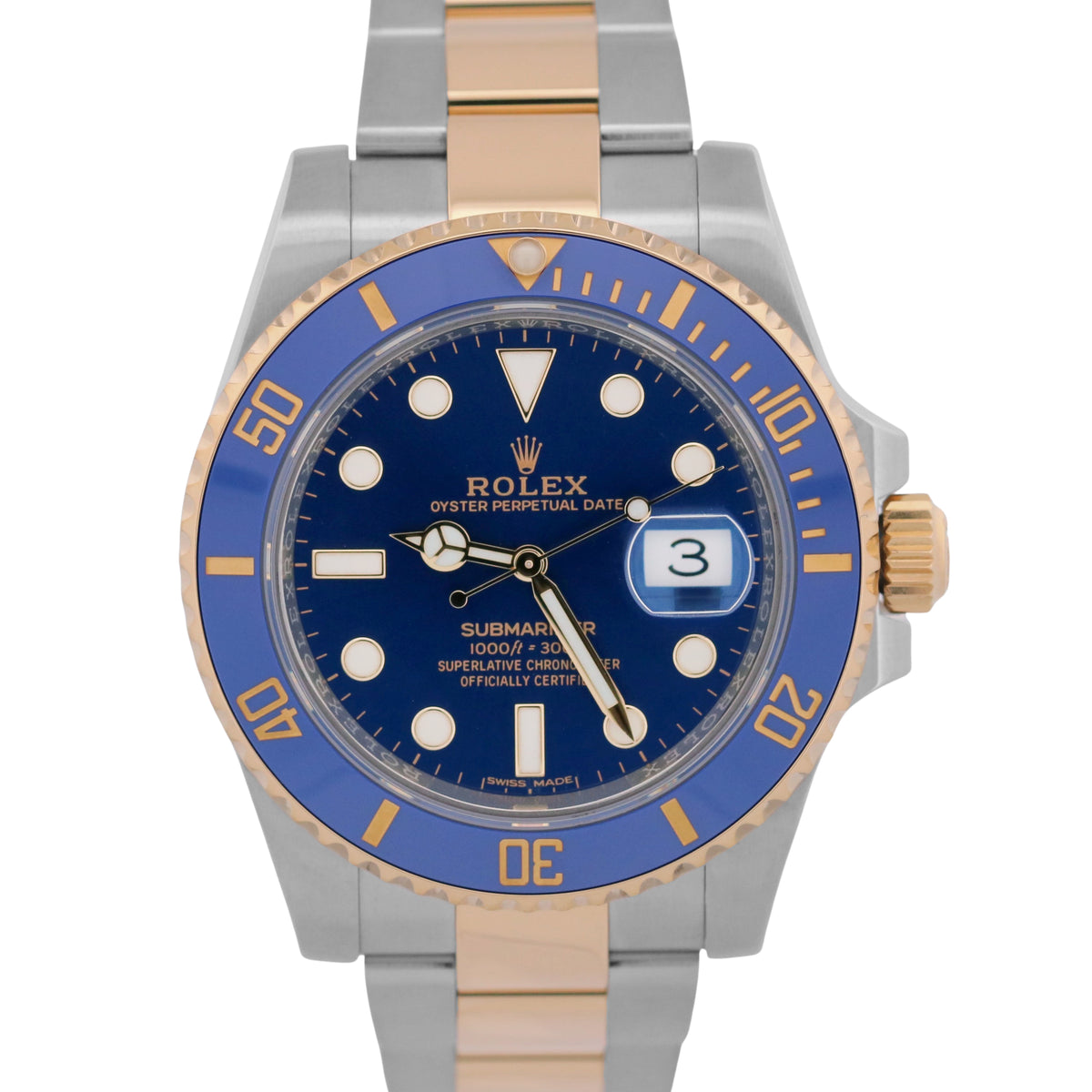 2025 CPO Rolex Submariner Date 116613 LB Ceramic Blue 40mm 18K Gold Steel Watch