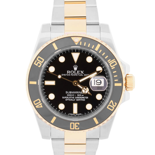 Rolex Submariner Date BLACK 40mm 116613 LN Ceramic 18K Yellow Gold Stainless BOX