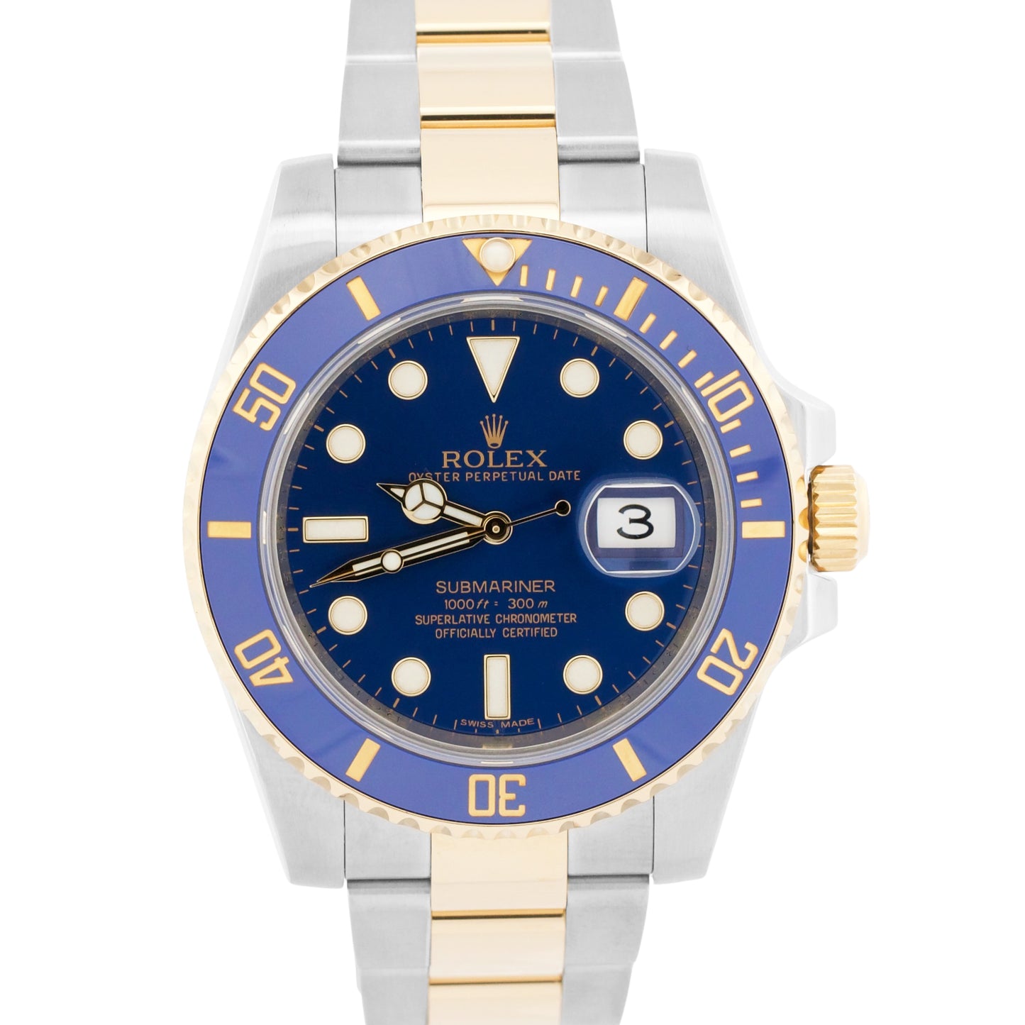 2015 PAPERS Rolex Submariner Date BLUE Two-Tone 18K Steel 40mm 116613 LB BOX