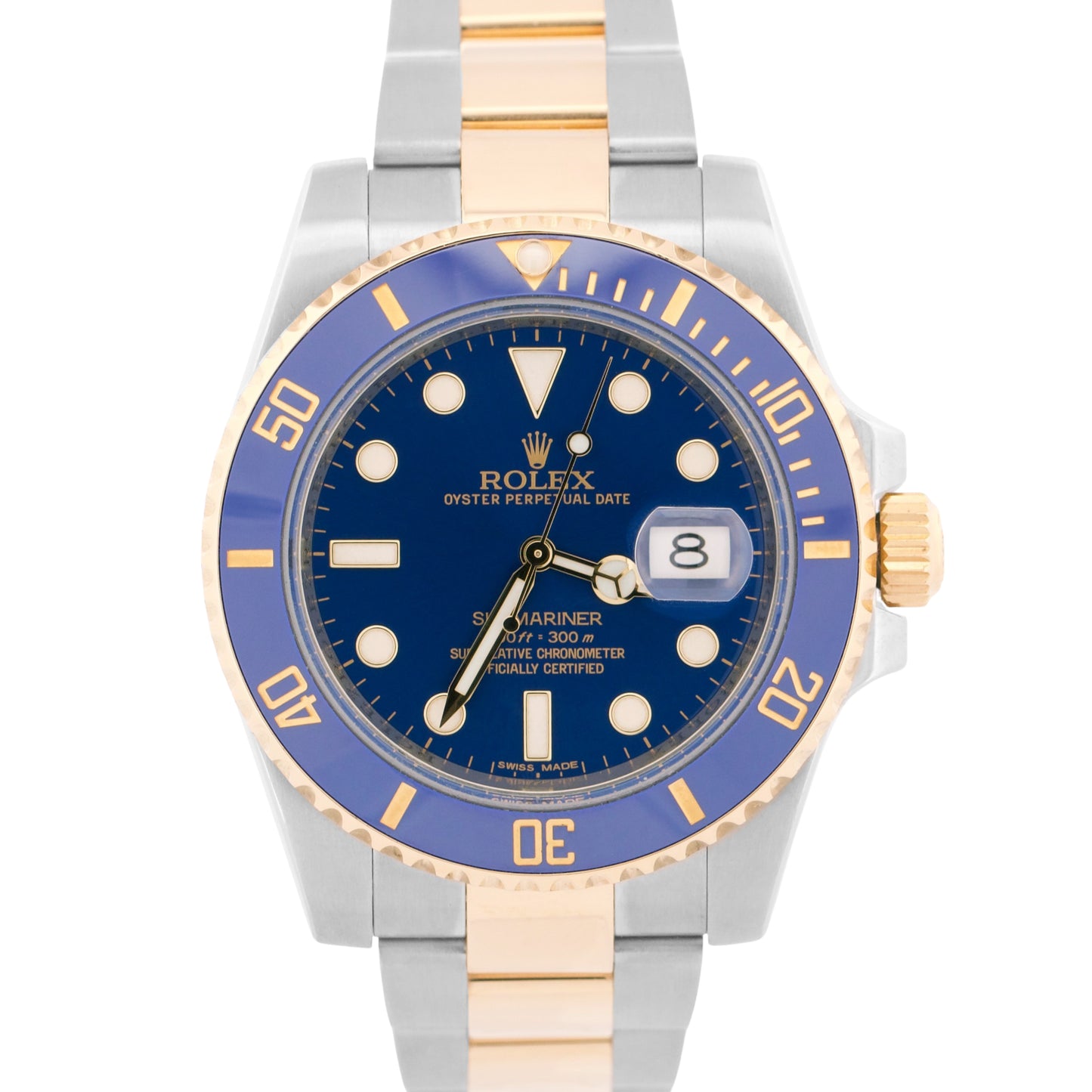 Rolex Submariner Date 18K Yellow Gold Steel BLUE Ceramic 40mm 116613 LB Watch