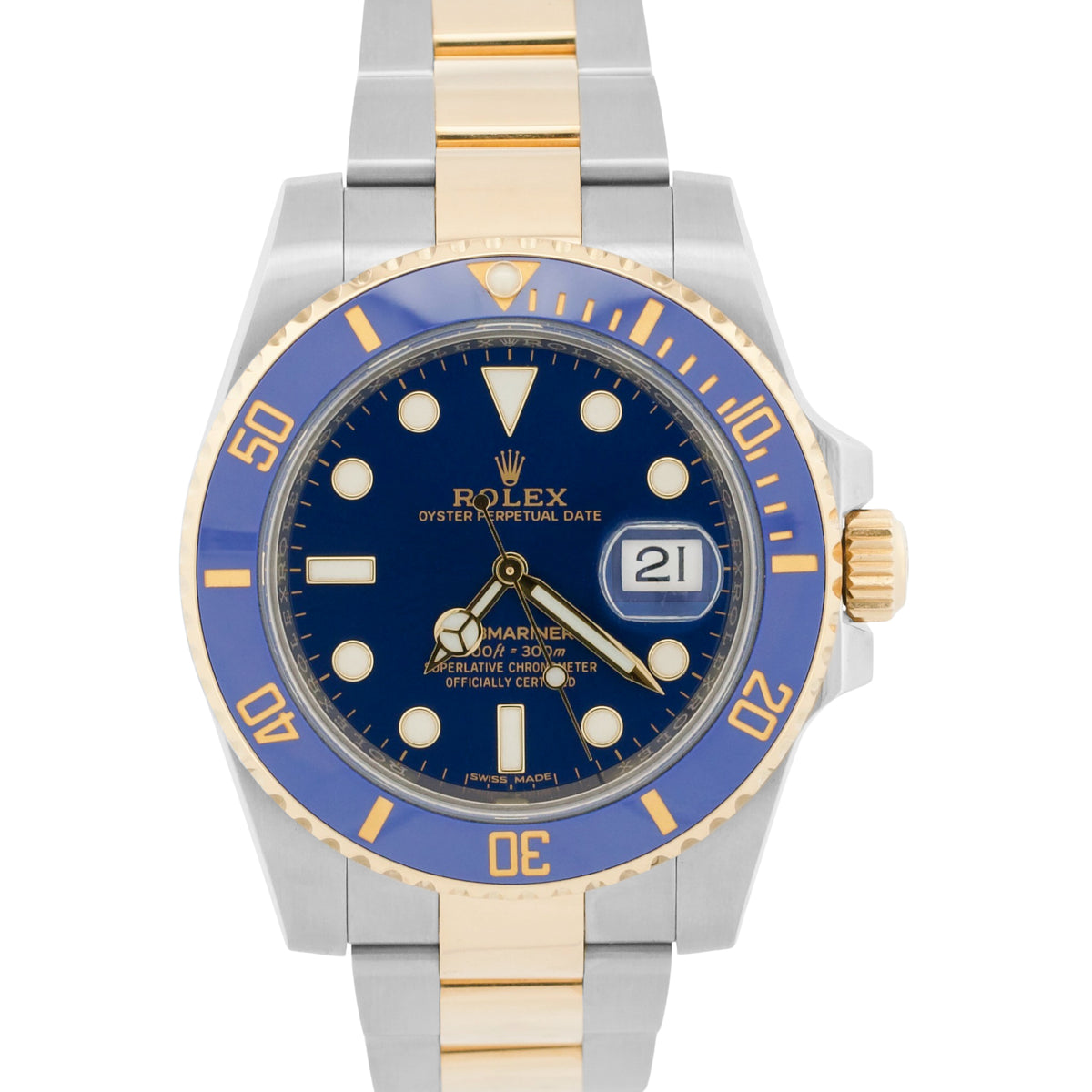 Unpolished 2019 Rolex Submariner Date BLUE 18K Steel 40mm 116613 LB Box Papers