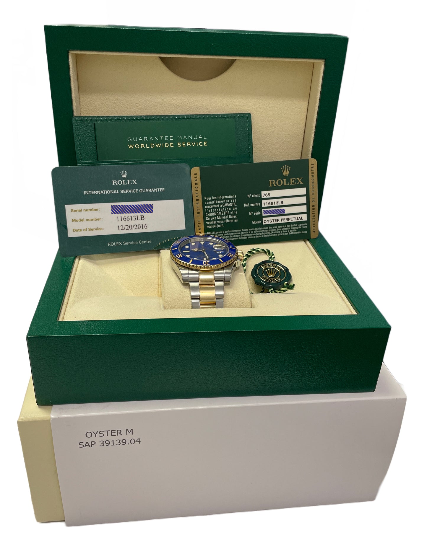 PAPERS Rolex Submariner Date Two-Tone 18K Gold FLAT BLUE 40mm RSC 116613 LB BOX