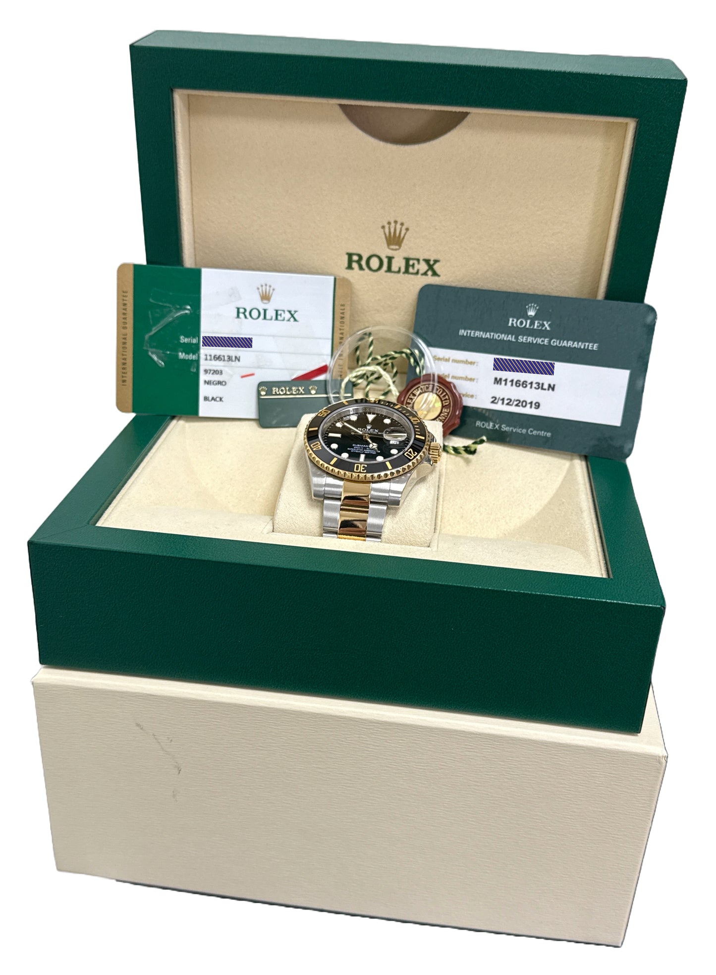2019 RSC PAPERS Rolex Submariner Ceramic BLACK 40mm 116613 LN 18K Steel BOX