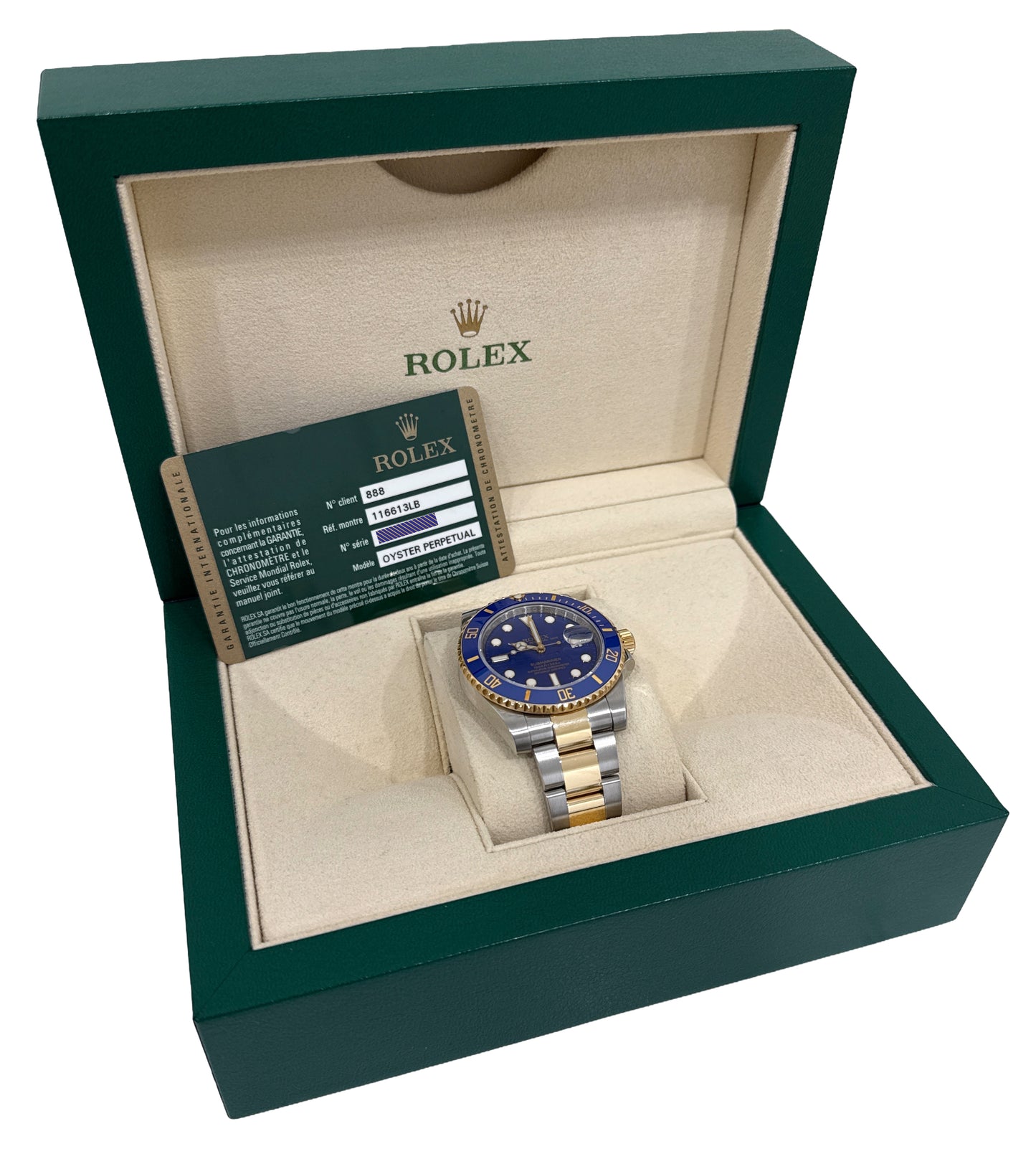 2012 PAPERS Rolex Submariner Date FLAT BLUE 18K Gold Ceramic 40mm 116613 LB BOX