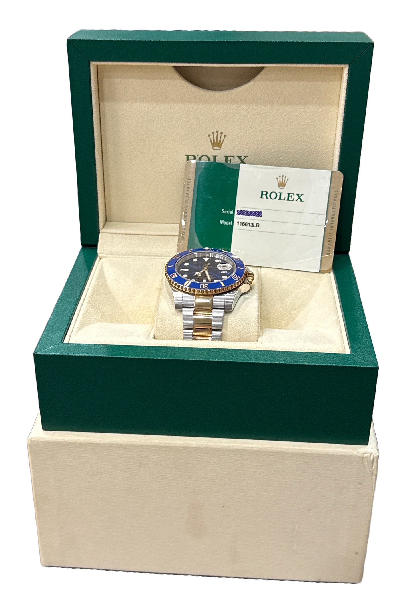 MINT PAPERS Rolex Submariner Date BLUE Ceramic 40mm Steel 18K Gold 116613 LB BOX