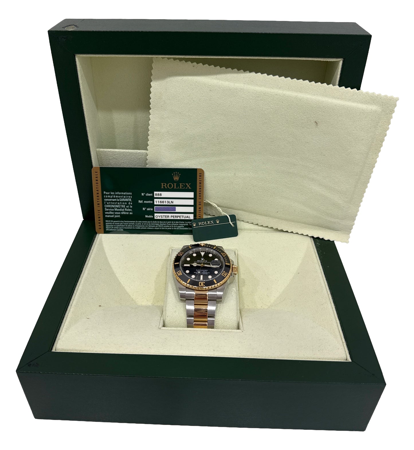 2014 PAPERS Rolex Submariner BLACK 40mm Ceramic 18K Gold Steel 116613 LN BOX
