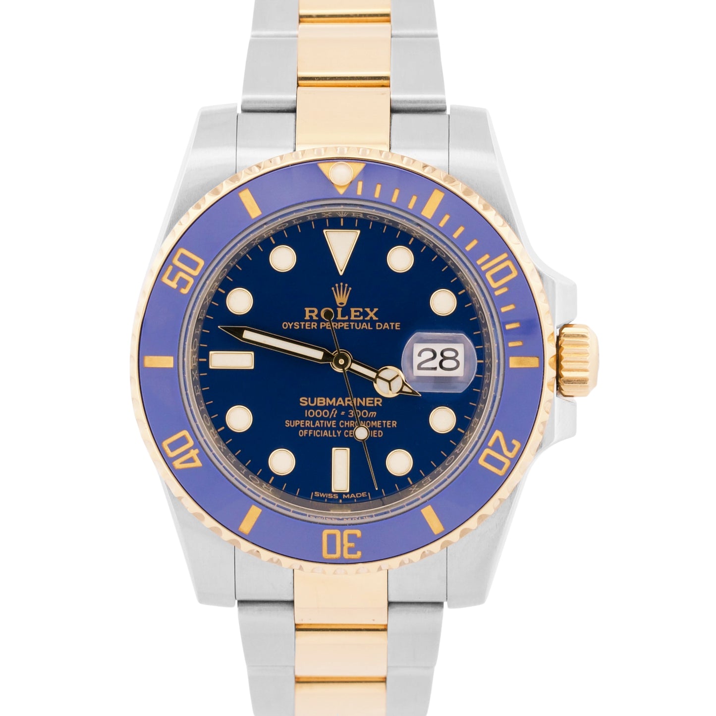 2018 Rolex Submariner Date 116613 LB Blue Two-Tone 18K Steel 40mm Box Papers