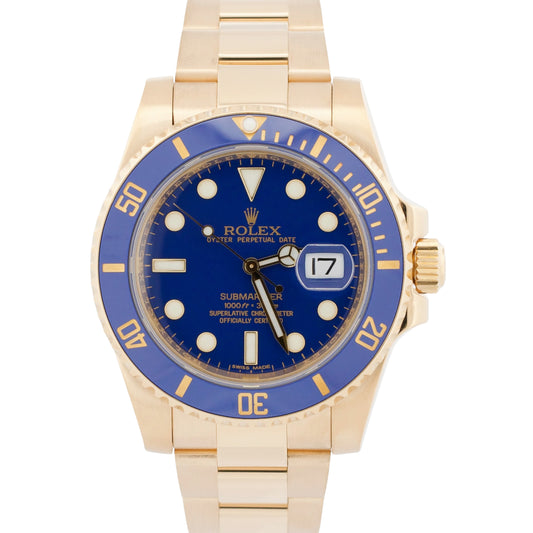 2012 Rolex Submariner Date 116618 LB 40mm Ceramic Flat Blue 18K Watch Box Papers
