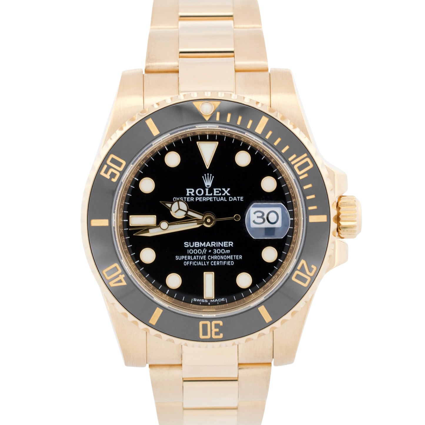 PAPERS Rolex Submariner Date 40mm BLACK Ceramic 18K Yellow Gold 116618 LN BOX
