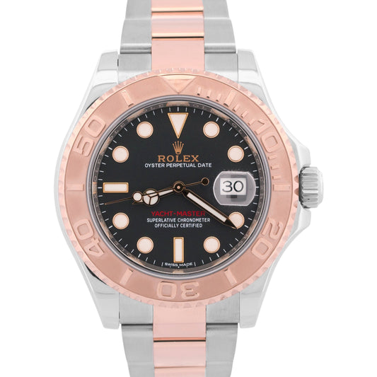 Rolex Yacht-Master BLACK 40mm Two-Tone 18K Rose Gold Stainless YM1 Watch 116621