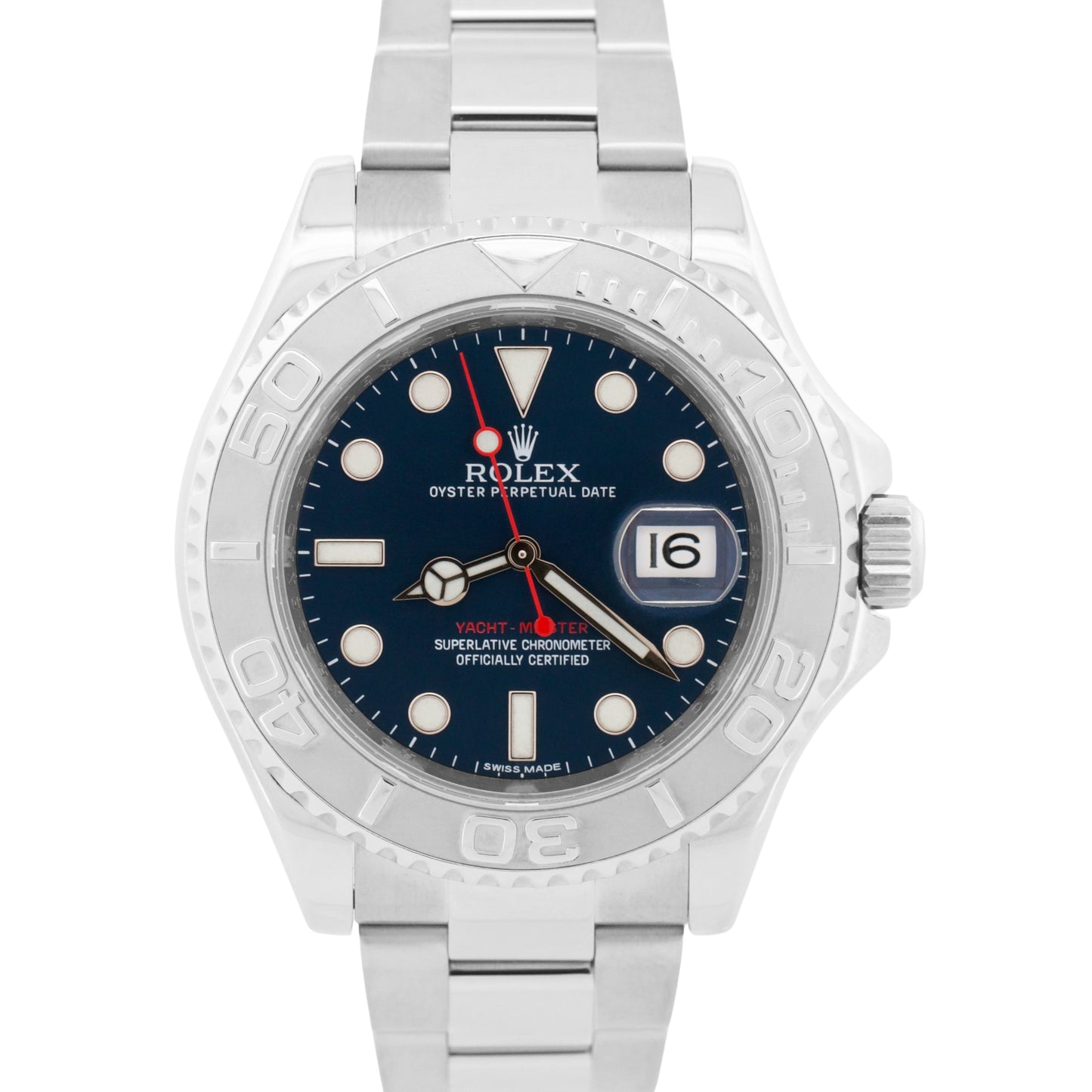 PAPERS Rolex Yacht-Master BLUE Platinum 40mm Stainless Steel Watch 116622 BOX