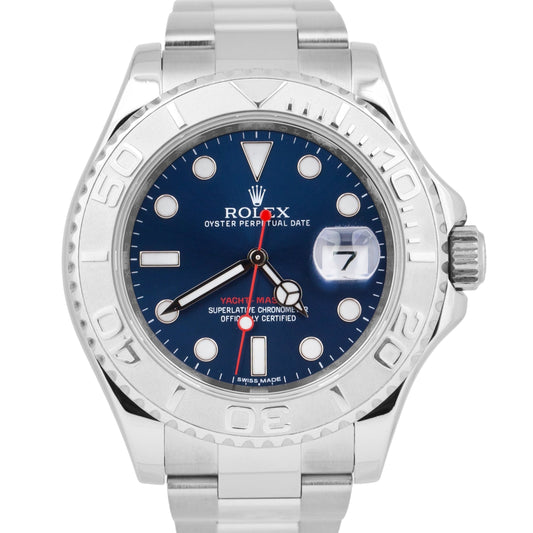 MINT Rolex Yacht-Master BLUE Stainless Steel Platinum 40mm Date Watch 116622
