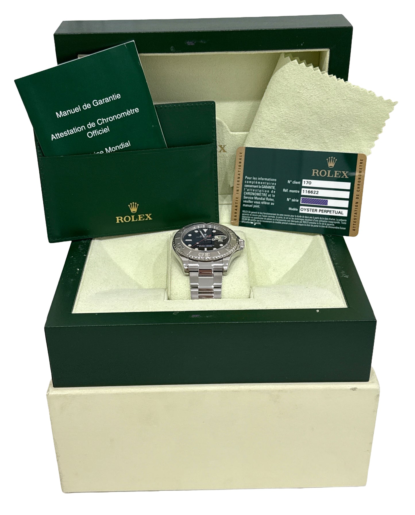 PAPERS Rolex Yacht-Master BLUE Platinum 40mm Stainless Steel Watch 116622 BOX