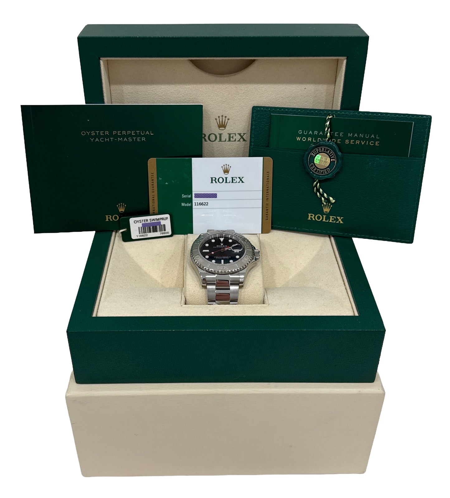 2016 PAPERS Rolex Yacht-Master BLUE Platinum Stainless Steel 40mm 116622 BOX