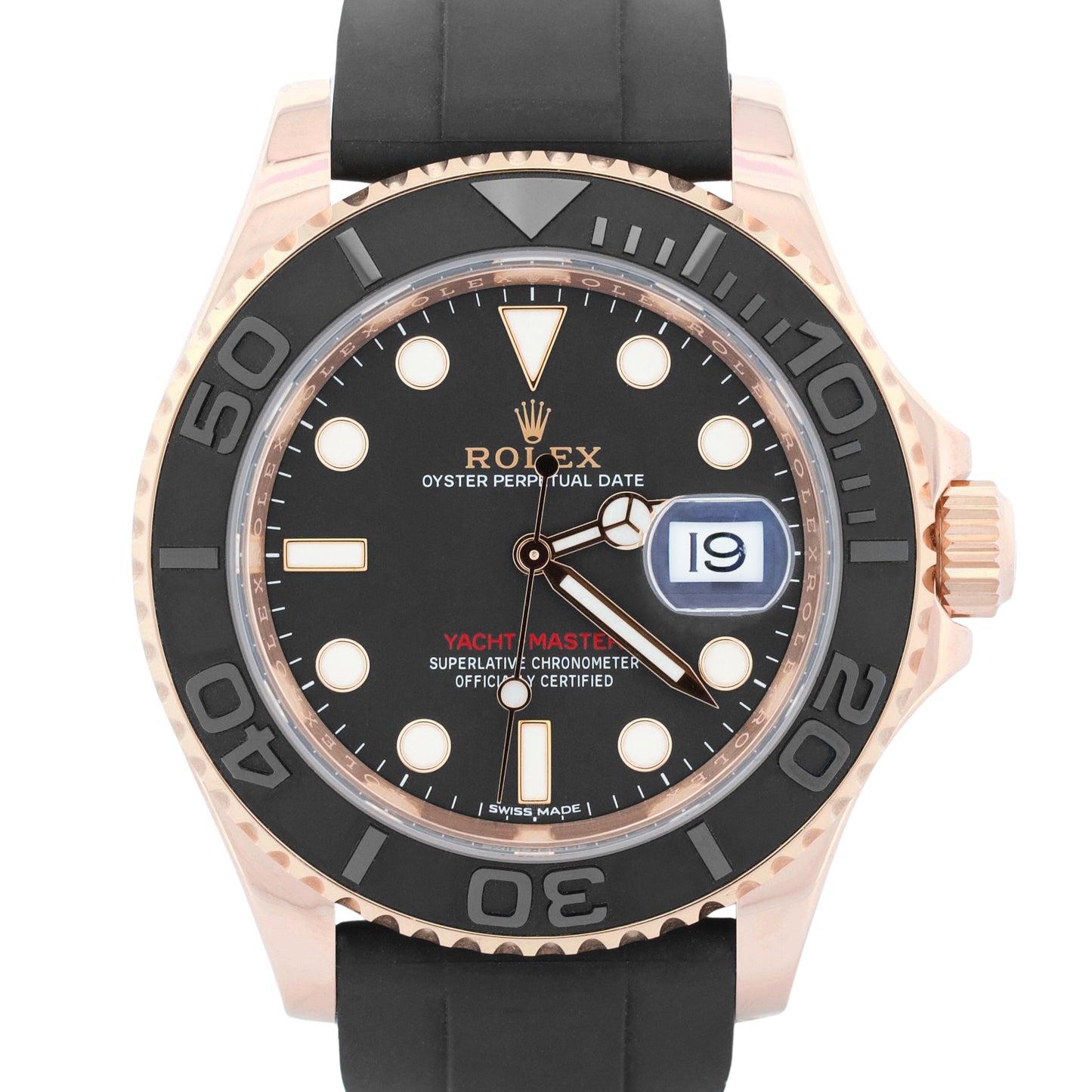 2017 Rolex Yacht-Master 116655 18K Rose Gold Black Oysterflex 40mm Box Papers