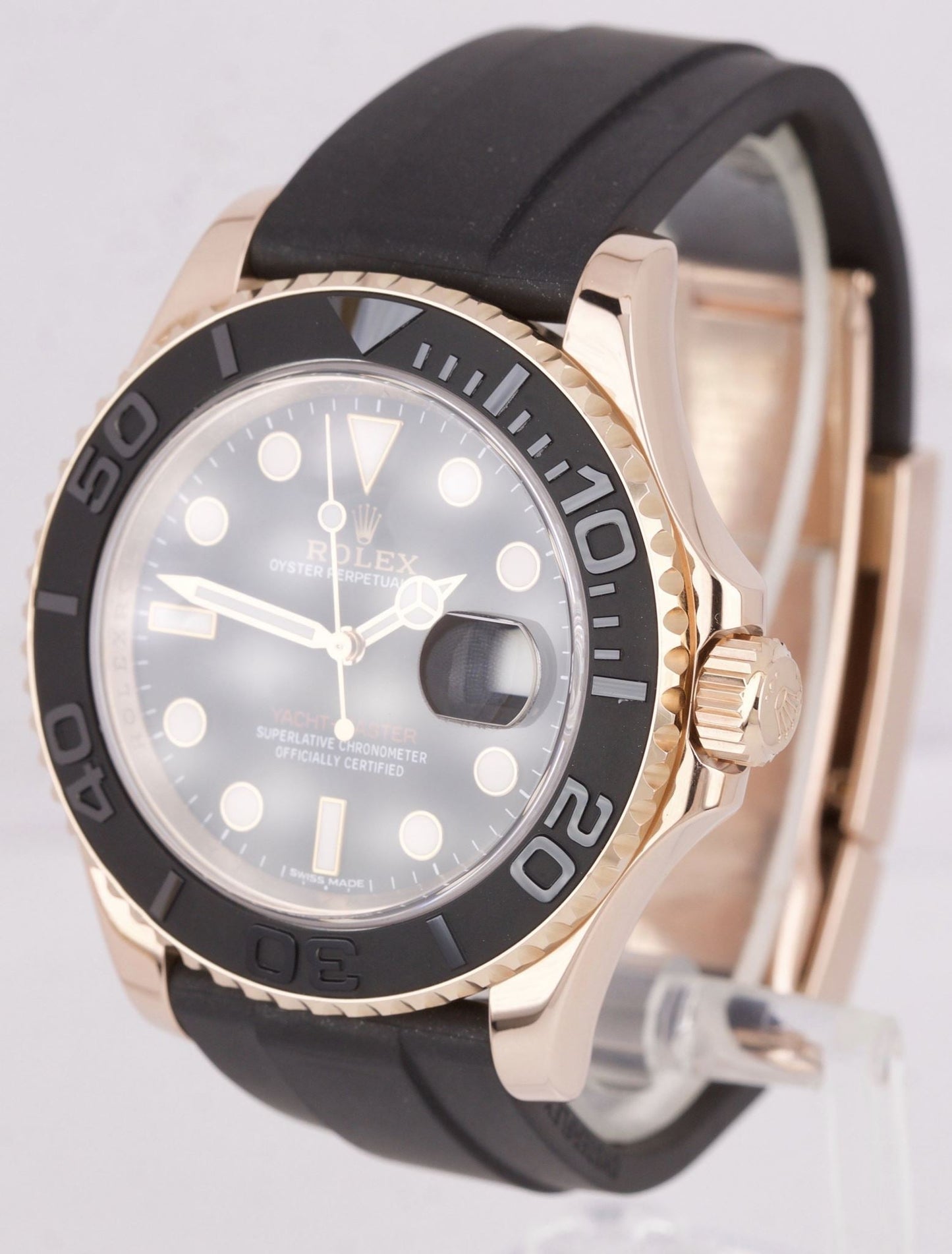 Rolex PAPERS Yacht-Master 18K EVEROSE GOLD Oysterflex 40mm Watch 116655 B+P