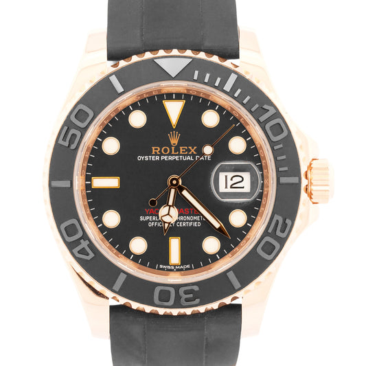 Rolex Yacht-Master BLACK 18K Rose Gold OYSTERFLEX Rubber Everose 40mm 116655